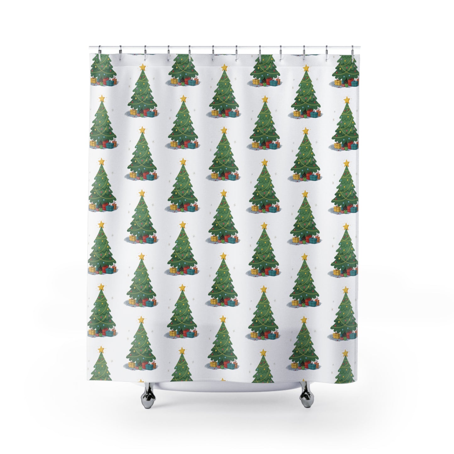 Festive Christmas Shower Curtain, Holiday Decor, Bathroom Accessories, Winter Decoration, Unique Gift for Home
