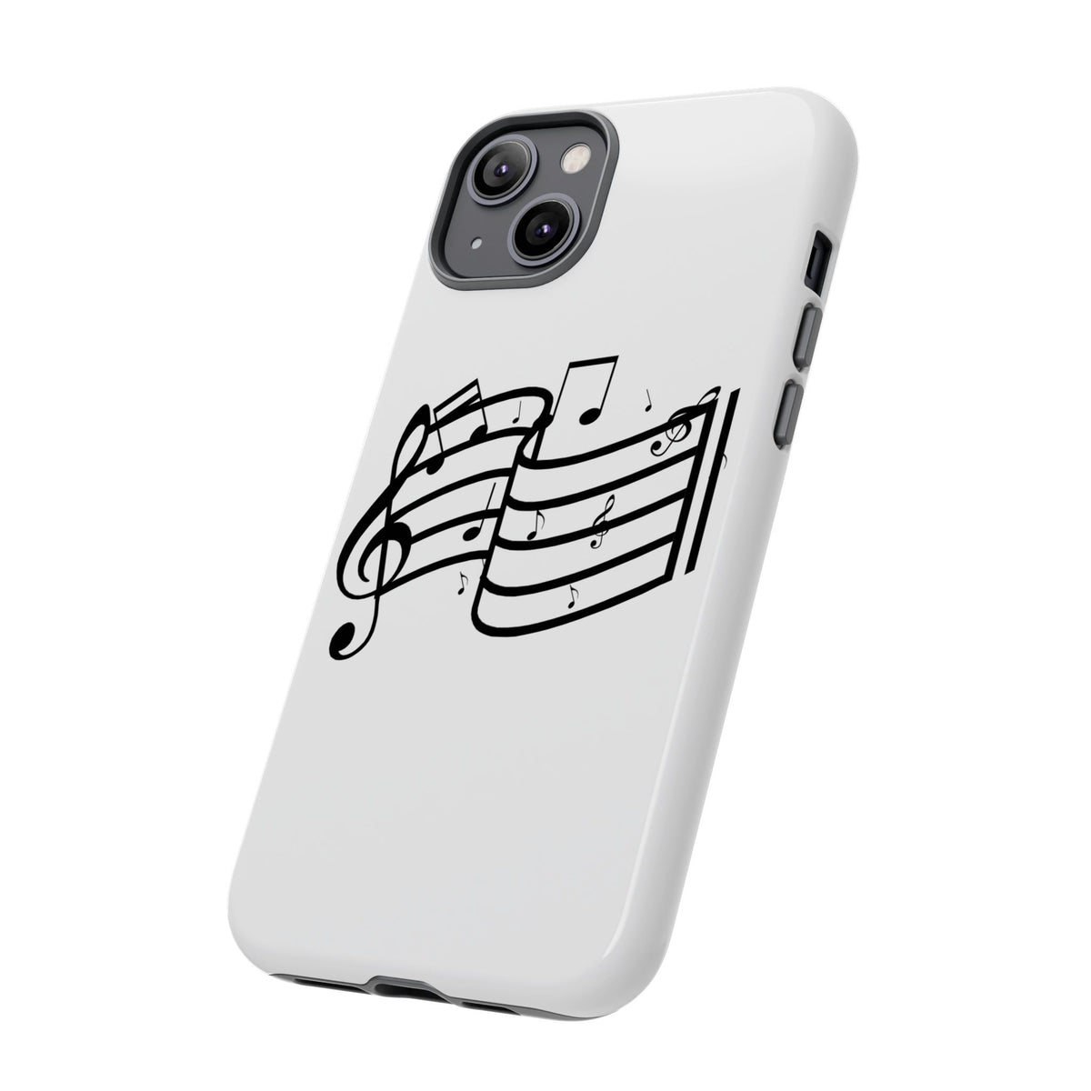 Musical Notes Phone Case — Black Treble Clef Music Staff Tough Case
