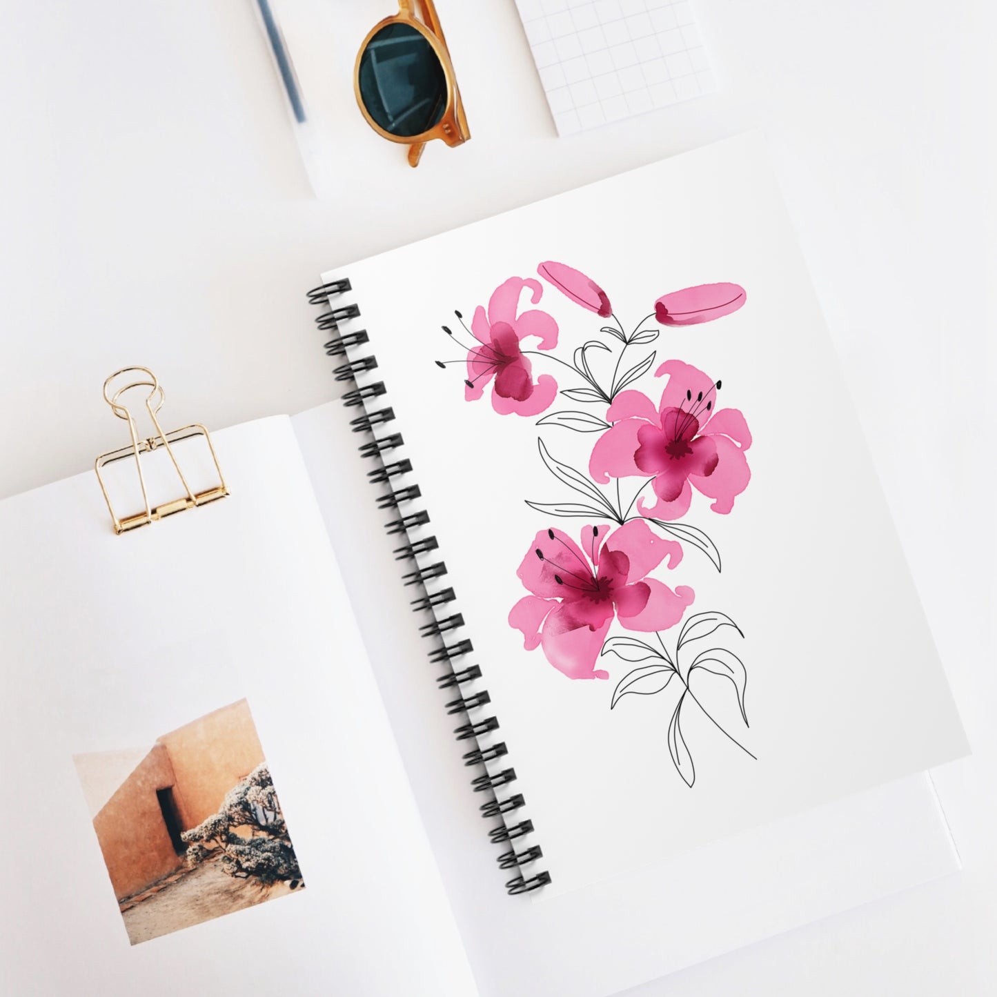 Floral Spiral Notebook - Ruled Lines, Cute Journal, School Supplies, Gift for Her, Floral Design, Note Taking