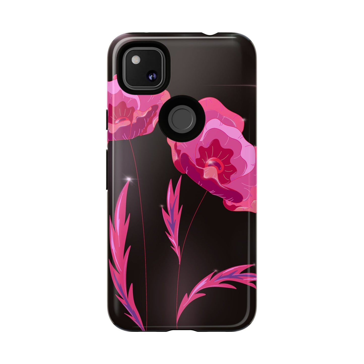 Floral iPhone Case | Tough Cases with Pink Poppy Design, Elegant Flower Phone Cover, Gift for Her, Spring Accessories, Chic Tech
