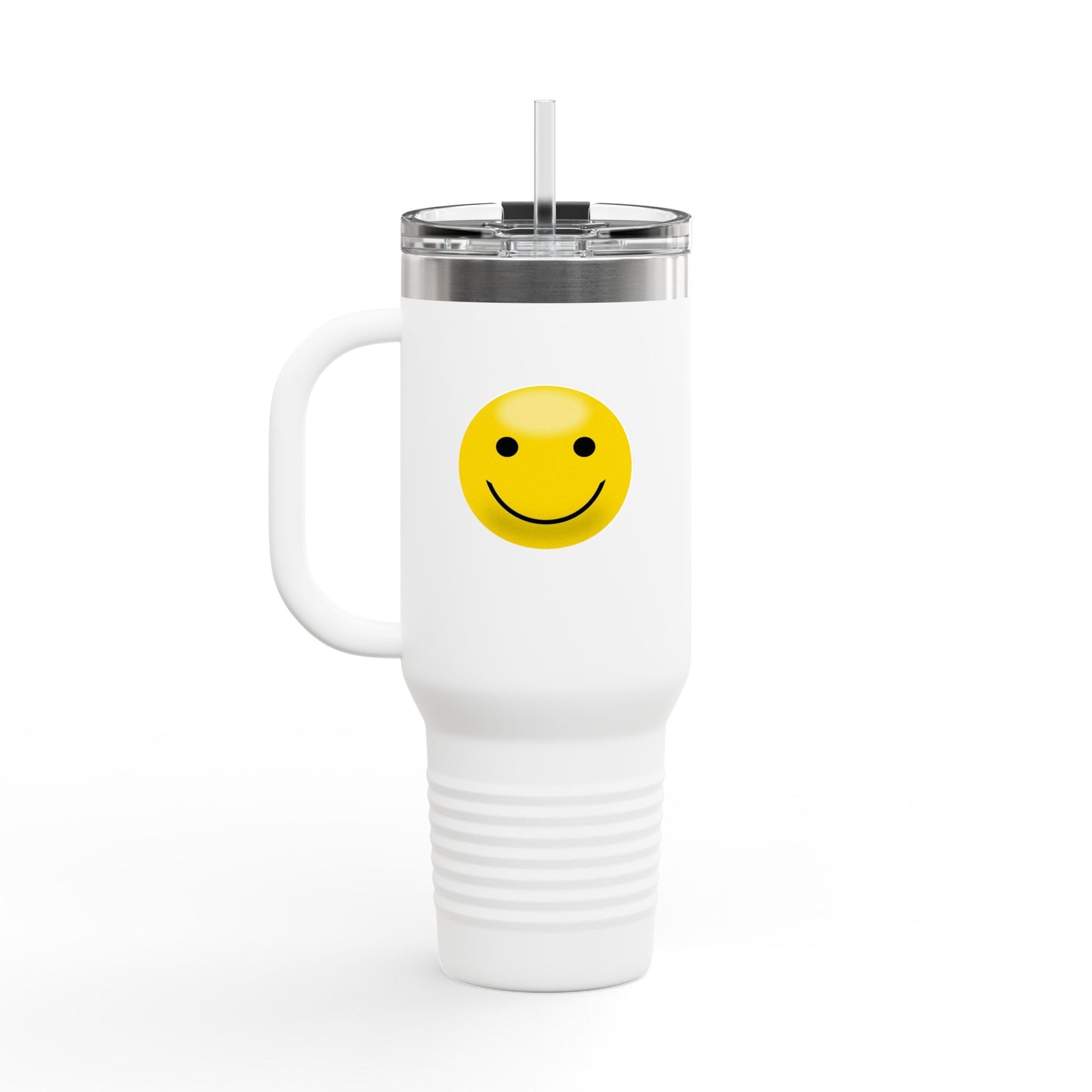 Smiley Face Insulated Travel Mug | 40oz Large Cup for Hot/Cold Beverages | Perfect for Travel & Gifting