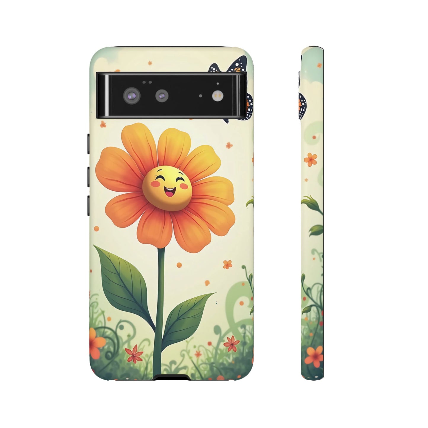 Floral Phone Case with Butterfly Design, Cute Flower Phone Cover for Nature Lovers, Eco-Friendly Gift, Spring Vibes, Birthday Present