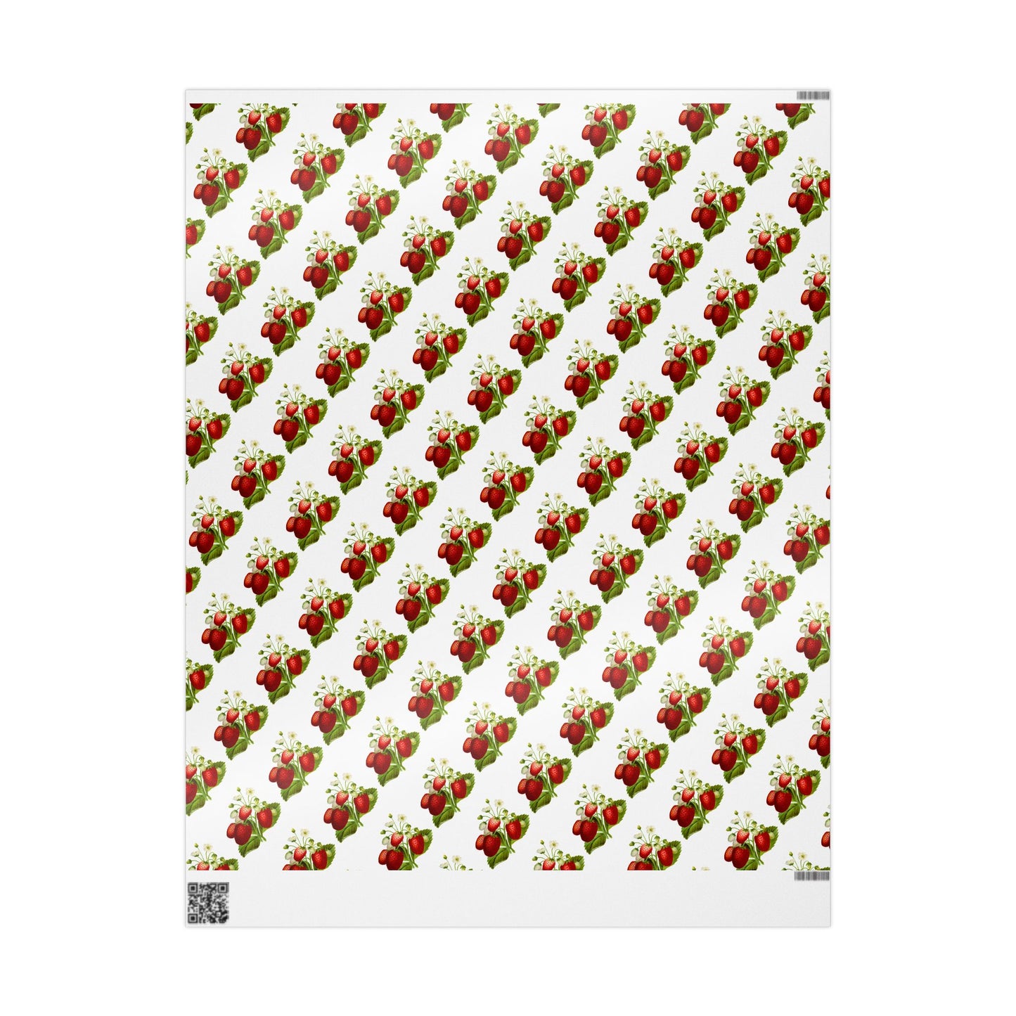 Strawberry Floral Wrapping Paper, Gift Wrap for Birthdays, Holidays, Showers, Eco-friendly Packaging, Cute Strawberry Design