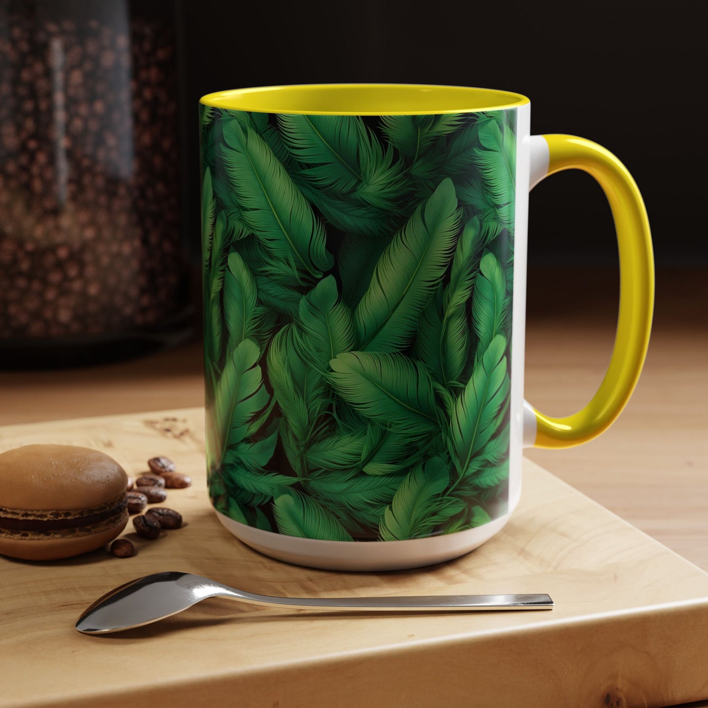 Tropical Leaf Coffee Mug - Green Botanical Drinkware, Ideal Gift for Nature Lovers, Home Decor, Tropical Theme, Eco-Friendly Beverage