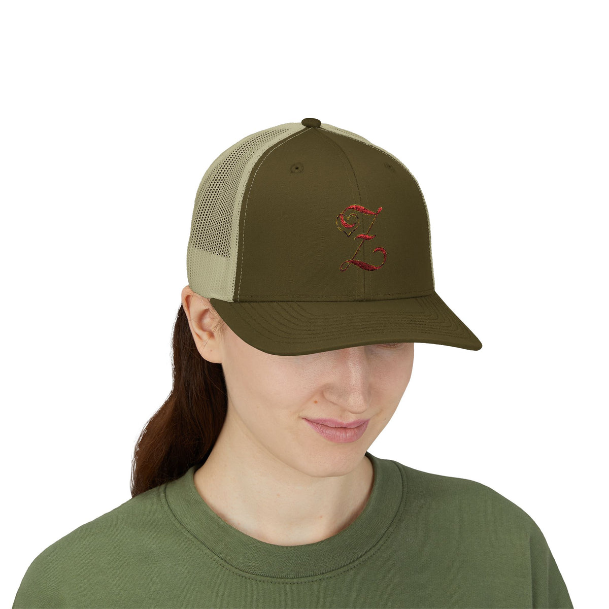 Embroidered 'Z' Snapback Trucker Cap — Vintage Monogram Initial Hat