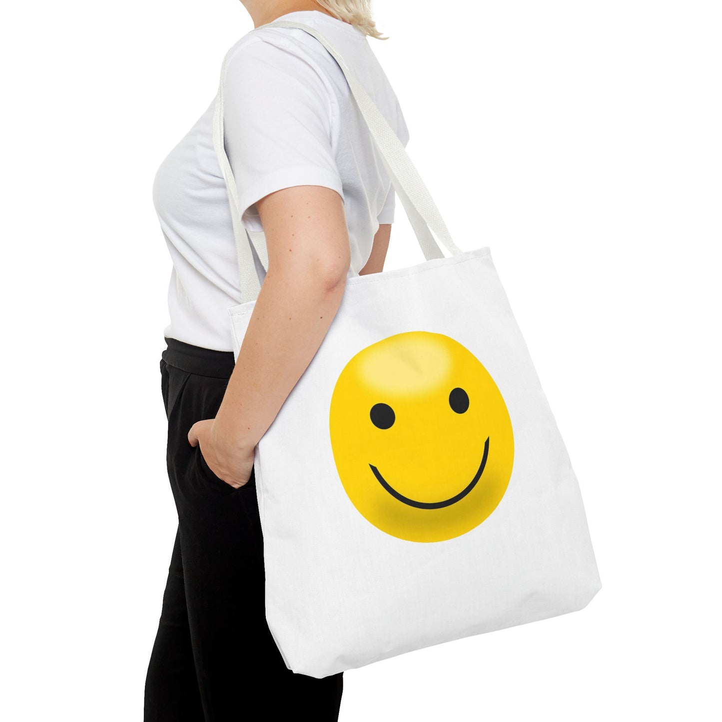 Smiley Face Tote Bag, Eco-Friendly Shopping Bag, Fun Beach Bag, Gift for Teens, Happy Tote for Everyday Use