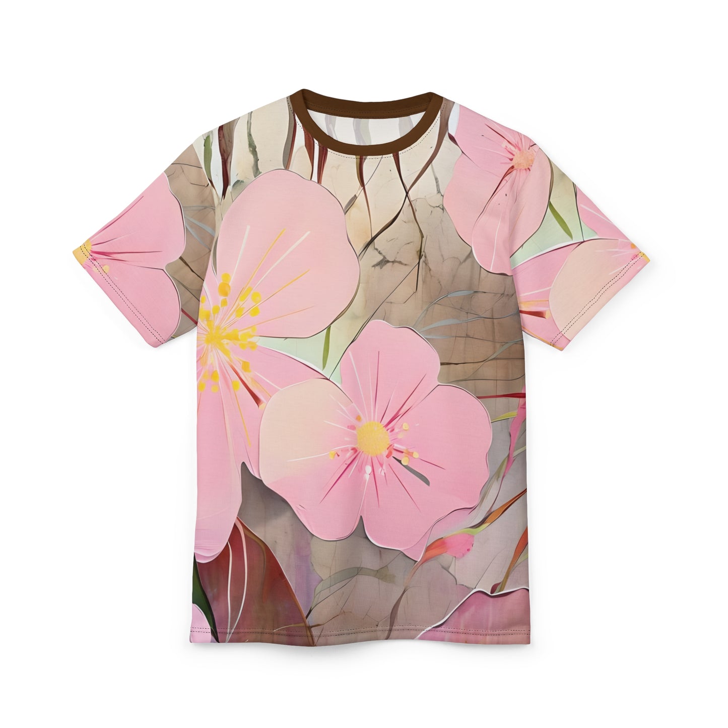 Floral Unisex Cut & Sew Tee Soft Pink Blossom Design
