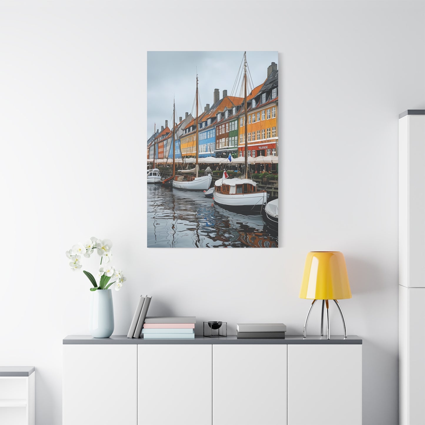 Coastal Canvas Print, Vibrant Harbor Art, Nautical Home Decor, Gift for Sailors, Maritime Wall Art
