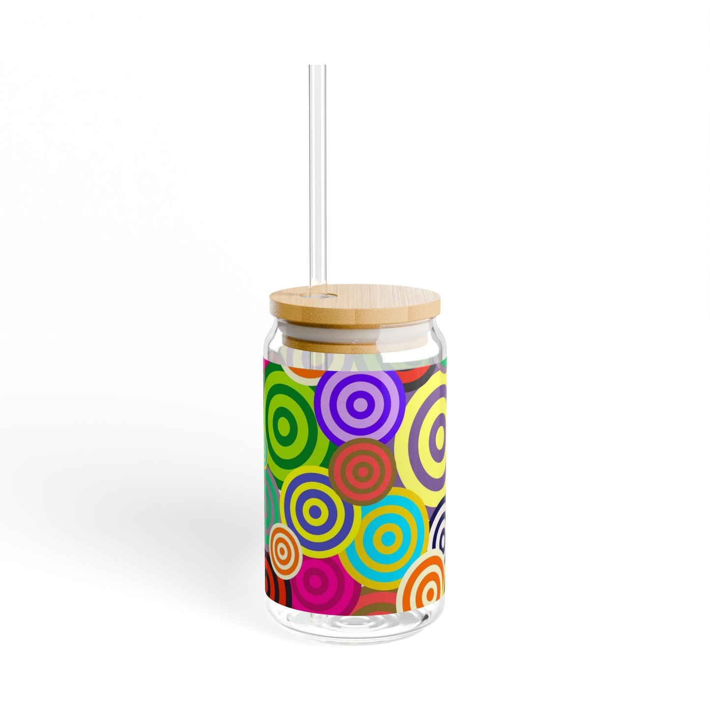 Vibrant Sipper Glass with Bamboo Lid, Colorful Drinkware, Eco-Friendly Straw Glass, Perfect for Parties, Outdoor, Gifts