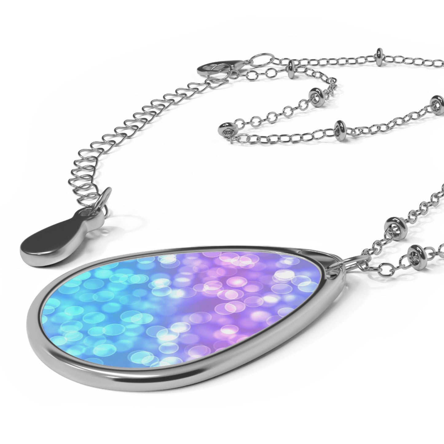 Iridescent Oval Necklace, Dainty Silver Jewelry, Heartfelt Gift