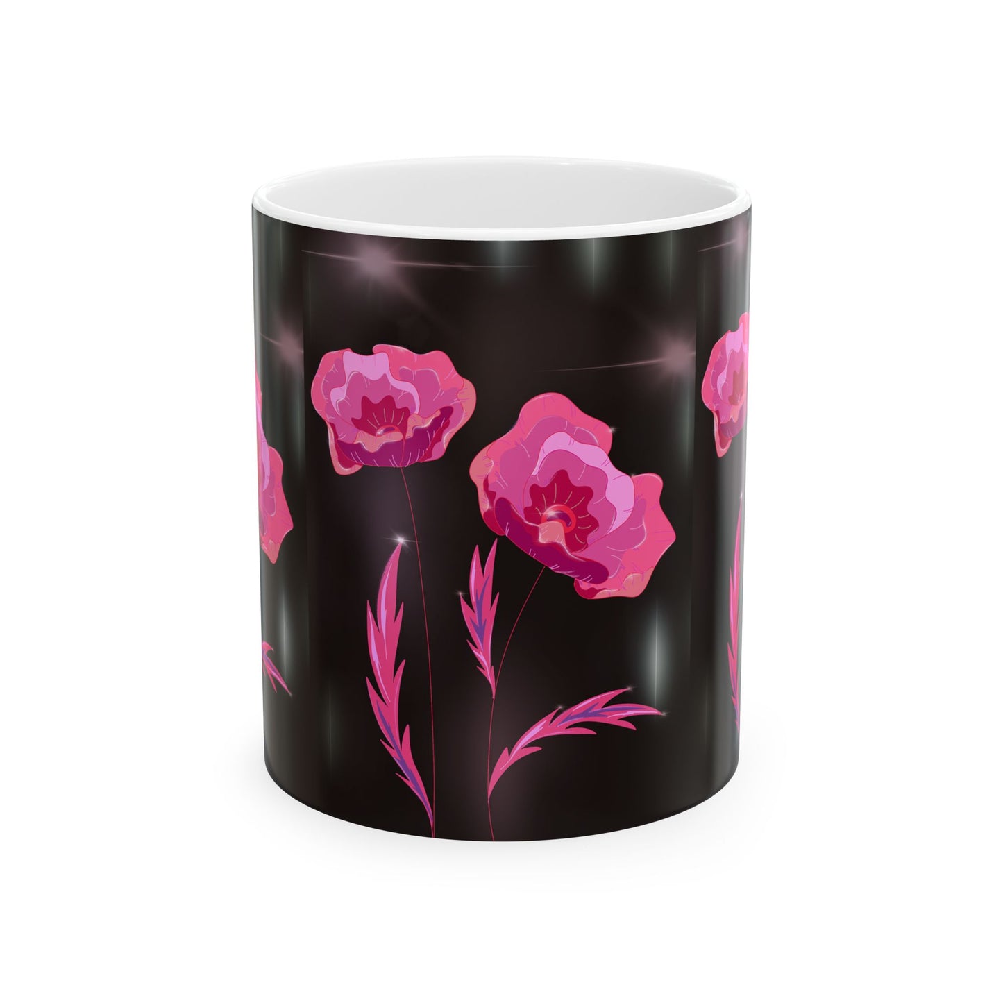 Floral Ceramic Mug with Pink Poppies, Coffee Mug, Gift for Her, Nature Lover's Cup, Home Decor, Tea Lover's Present
