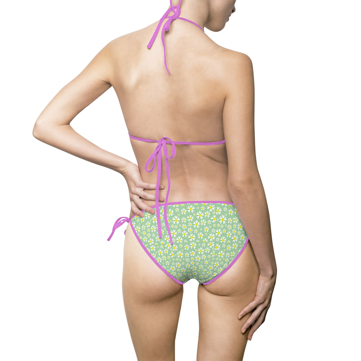Floral Green Bikini Swimsuit, Beachwear, Summer Swimwear, Tropical Vacation, Swim Set, Pool Party Outfit