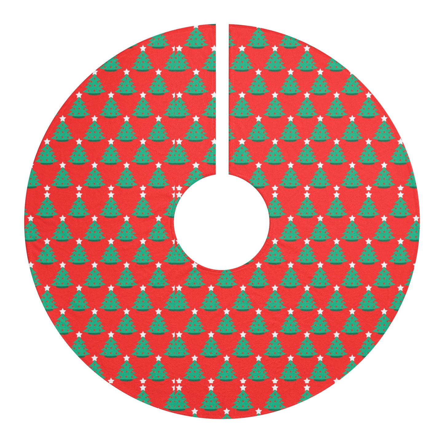 Festive Christmas Tree Skirt, Holiday Decor, Christmas Decoration, Tree Cover, Red with Green Trees, Gift for Family