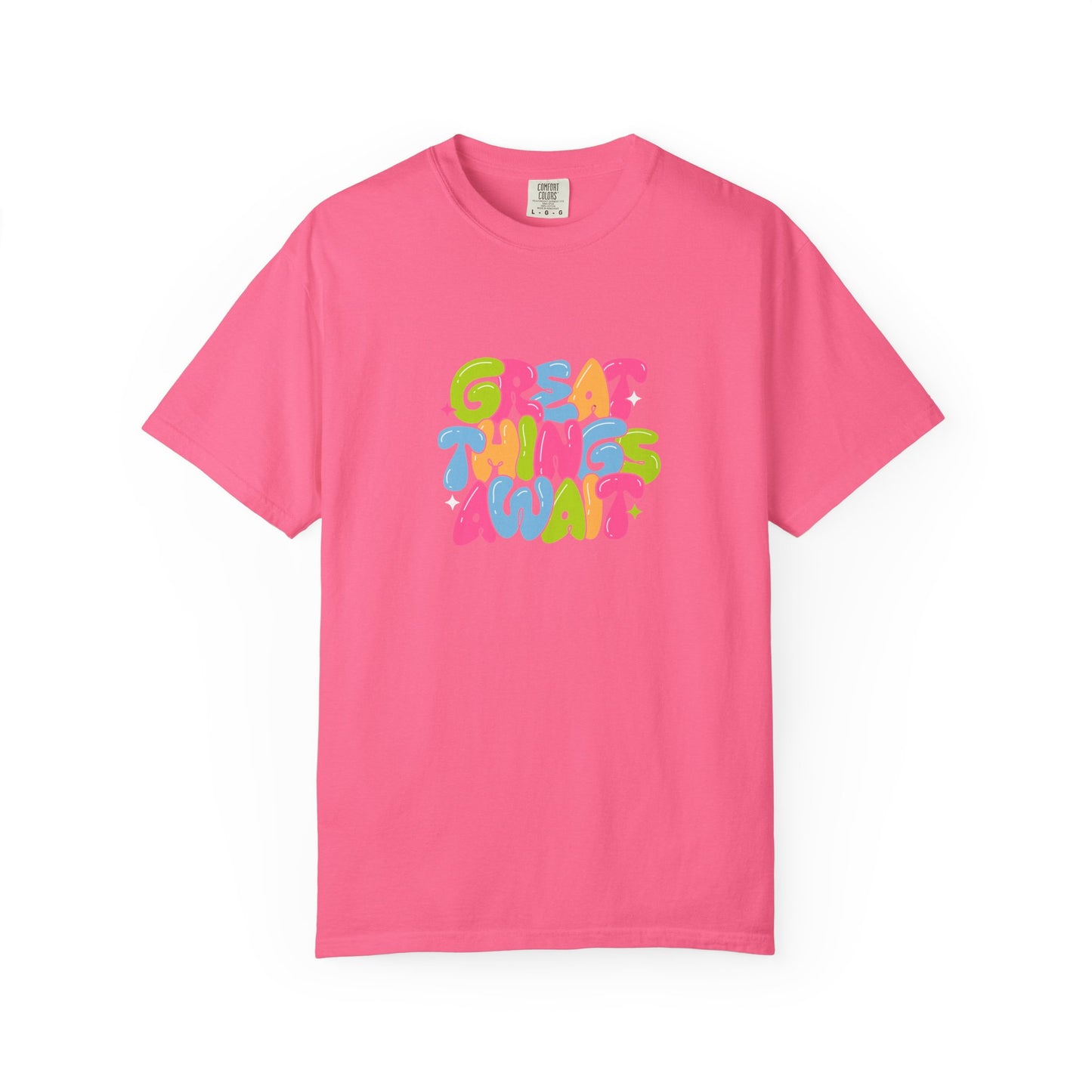 Colorful Positive Vibes T-Shirt, Great Things Await Tee