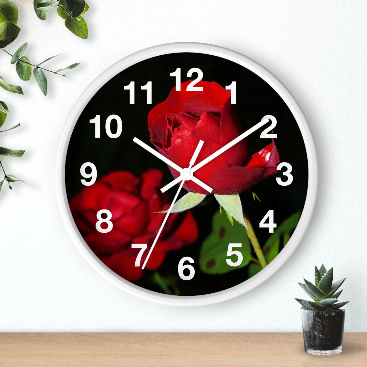 Elegant Floral Wall Clock - Romantic Home Decor, Gift for Her, Bedroom Accent, Anniversary Decoration, Nature Lover's Gift