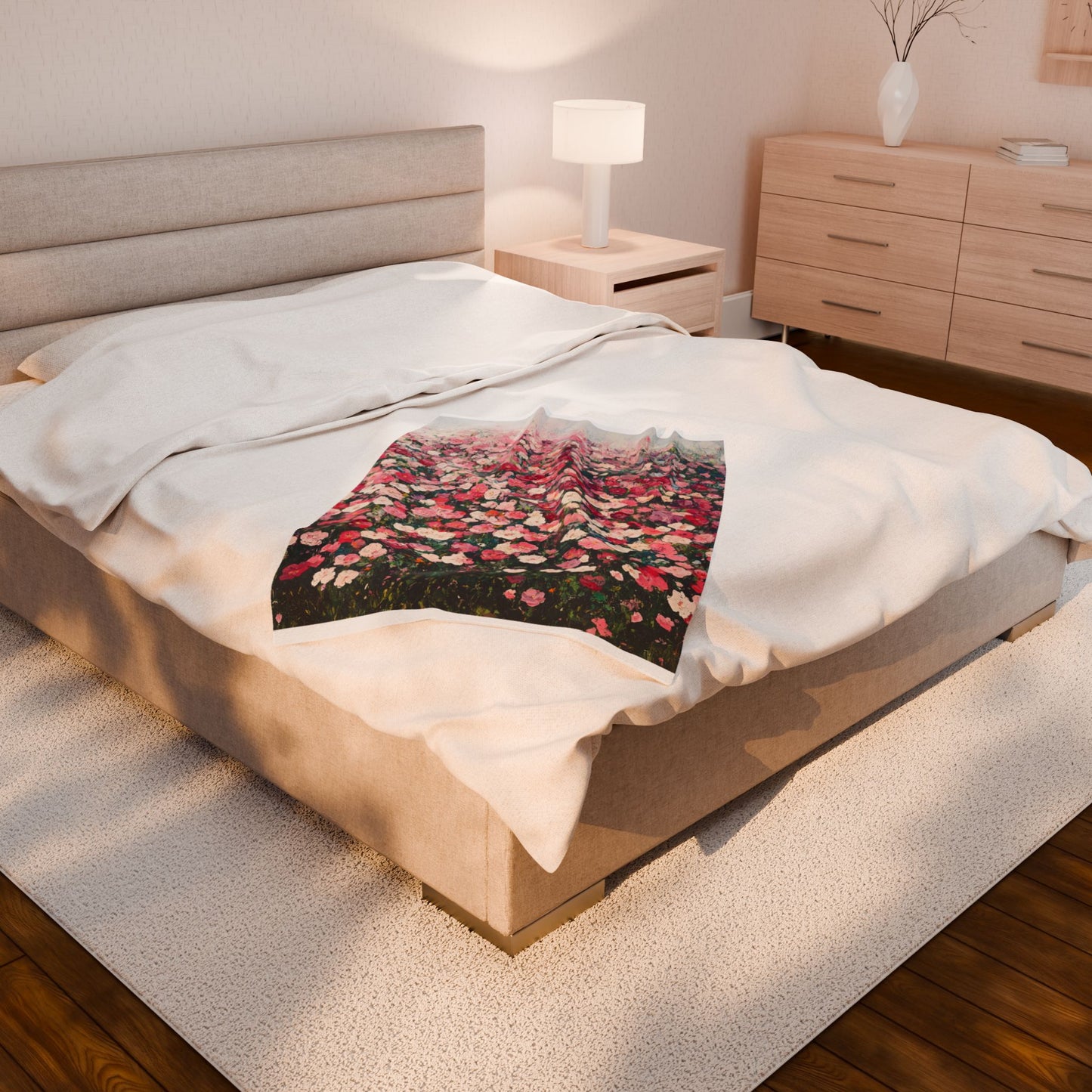 Floral Velveteen Plush Blanket, Cozy Home Decor, Gift for Her, Birthday Present, Ideal for Relaxing and Snuggling