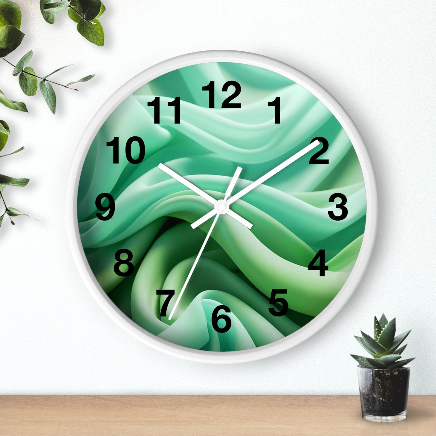 Serene Abstract Green Wall Clock, Modern Home Decor, Relaxing Timepiece, Gifts for Nature Lovers, Minimalist Wall Art