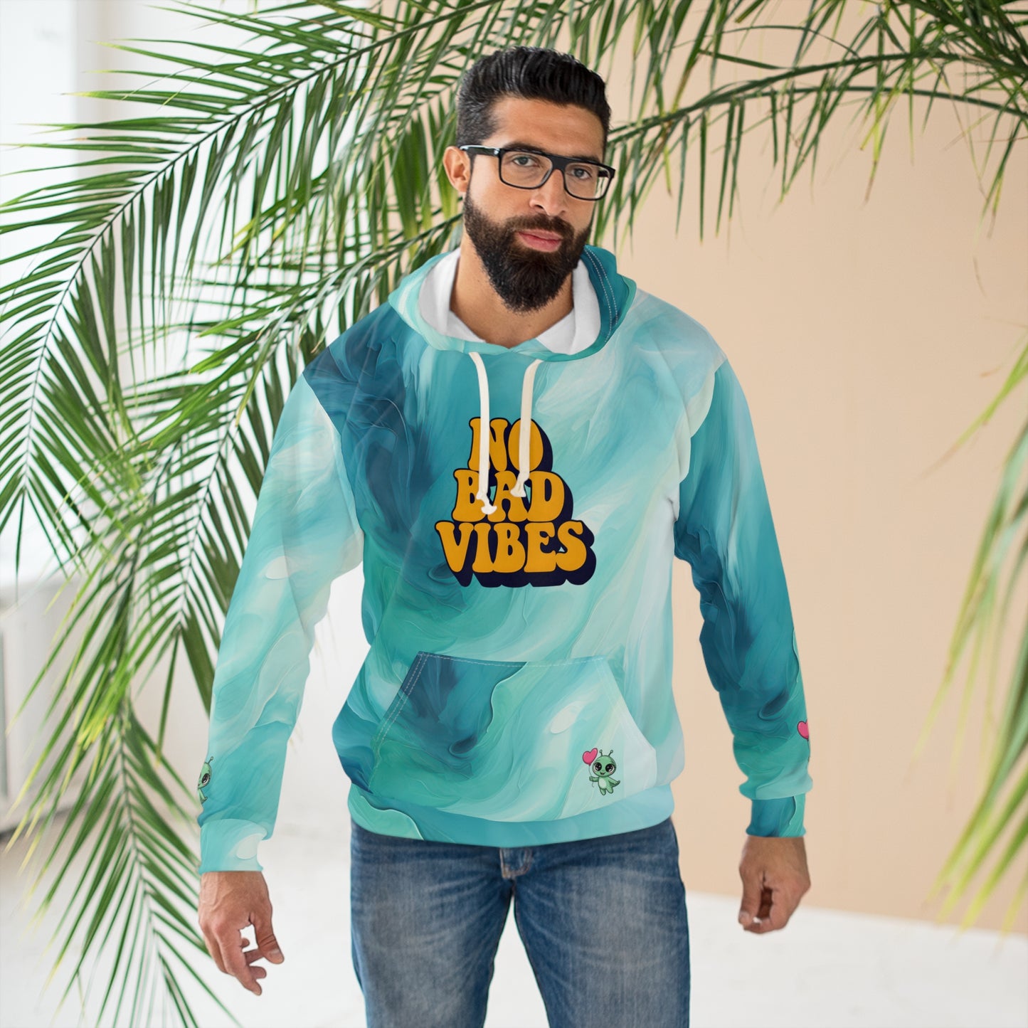 Chill Vibes Unisex Pullover Hoodie, No Bad Vibes Hoodie, Cozy Gift for Him/Her, Trendy Streetwear, Pastel Aesthetic Sweatshirt