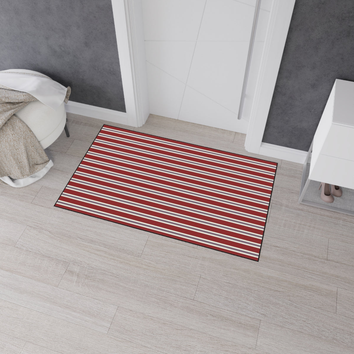 Striped Heavy Duty Floor Mat - Red & White Outdoor/Entry Rug