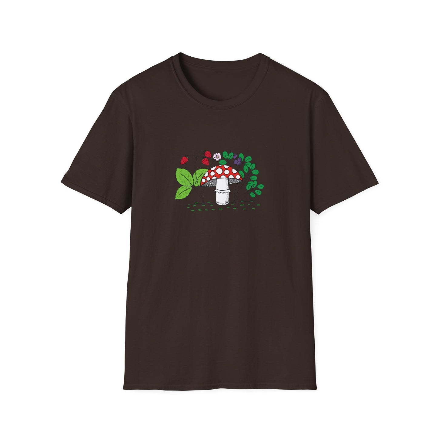 Whimsical Mushroom T-Shirt for Nature Lovers, Casual Tees, Gift for Gardeners, Unisex Softstyle Shirt, Eco-Friendly Apparel