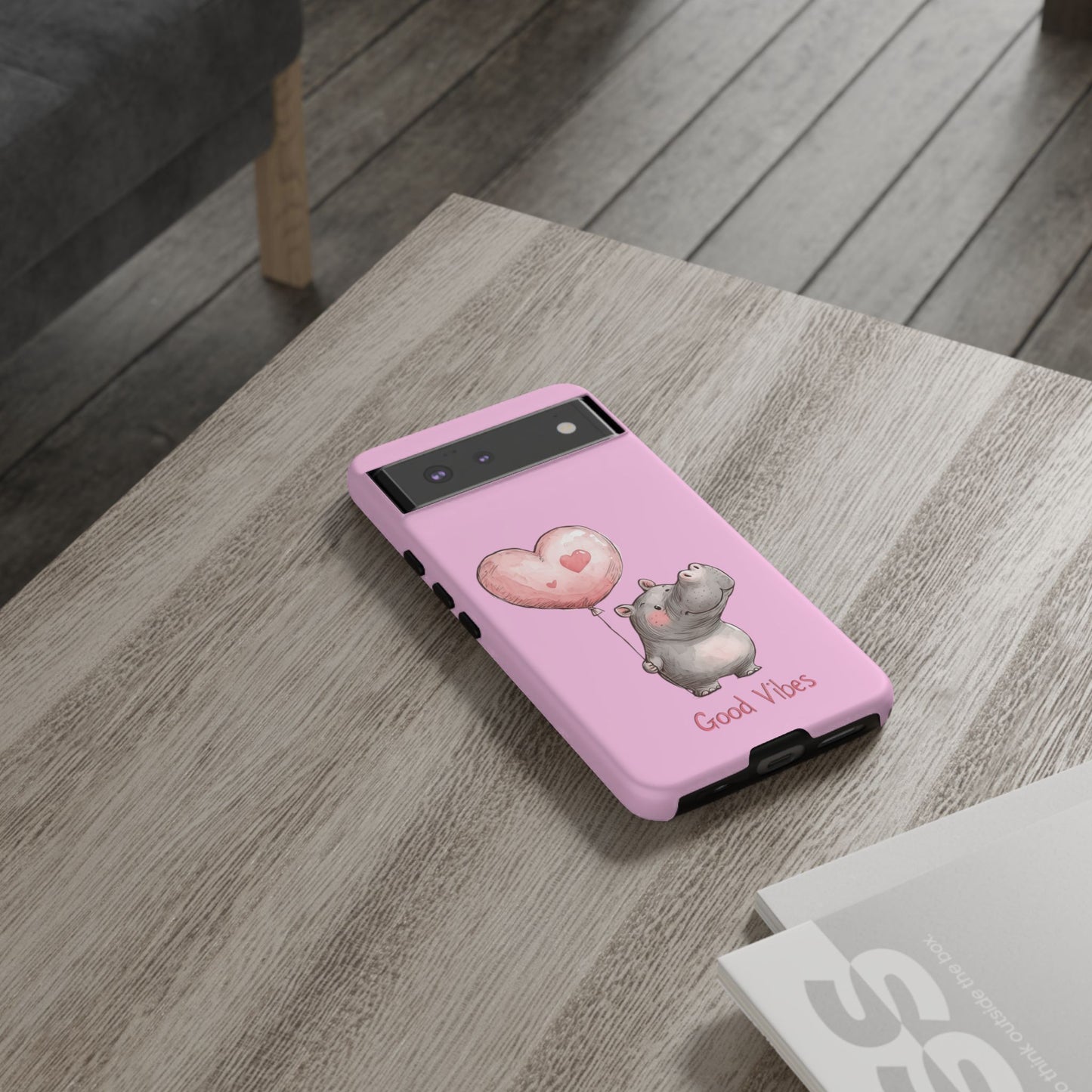 Cute Hippo Phone Case | Good Vibes, Gift for Friends, Cute Phone Accessories, Animal Lover Gift, Happy Phone Cover