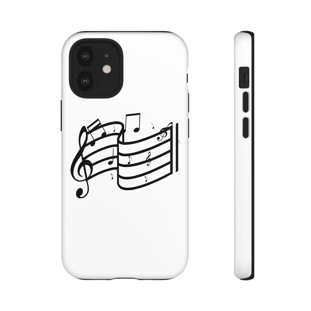 Musical Notes Phone Case — Black Treble Clef Music Staff Tough Case