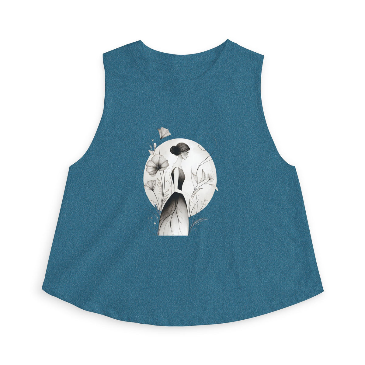 Floral Portrait Crop Top — Minimalist Botanical Art Tank