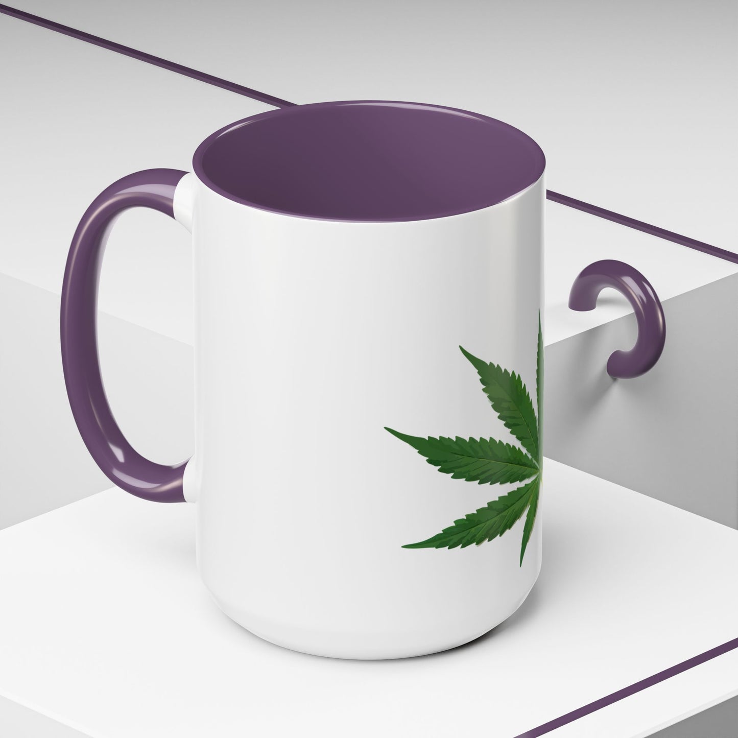 Marijuana Leaf Accent Coffee Mug | Cannabis Lover's Gift, Unique Coffee Cup, Pothead Mug, Stoner Gift Idea, Greenery Decor