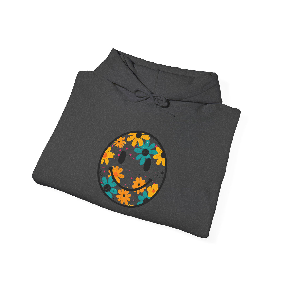 Floral Smiley Hoodie — Retro Daisy Smile Graphic Hoodie