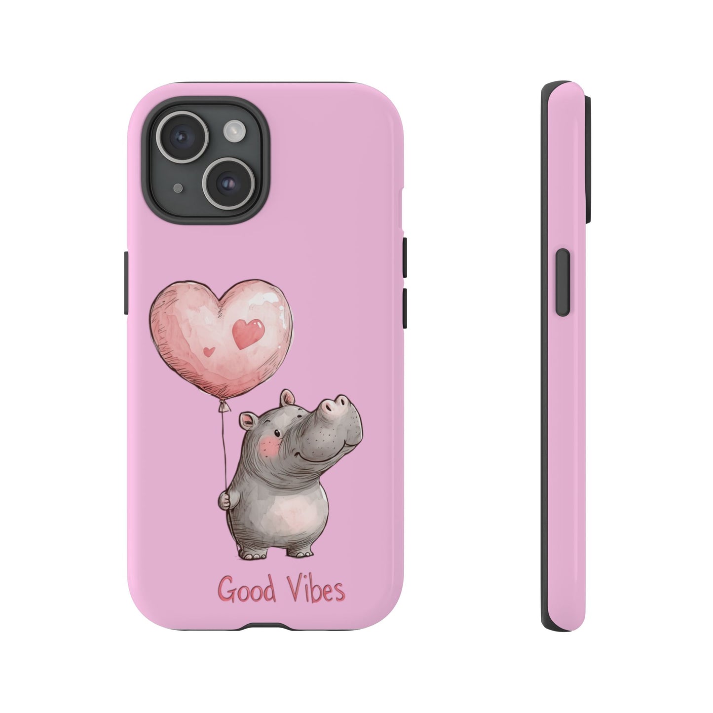 Cute Hippo Phone Case | Good Vibes, Gift for Friends, Cute Phone Accessories, Animal Lover Gift, Happy Phone Cover