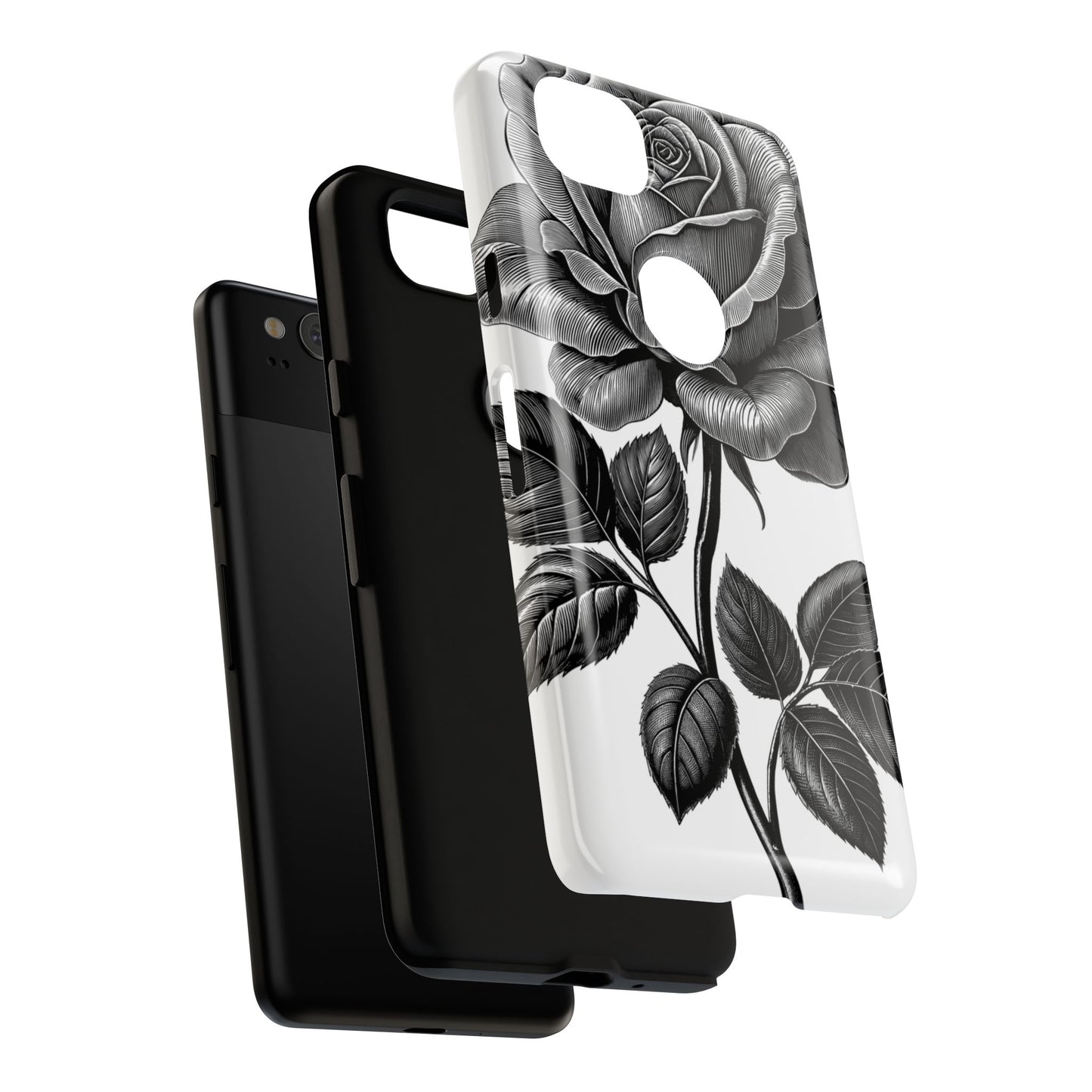 Elegant Floral Phone Case - Tough Cases, Black Rose Design, Floral Phone Cover, Stylish Phone Accessory, Gift for Her, Mother's Day