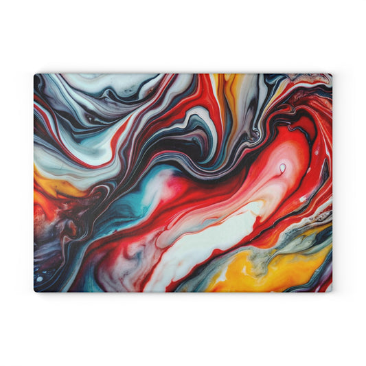 Abstract Art Glass Cutting Board, Colorful Kitchen Decor, Gift for Home Chefs