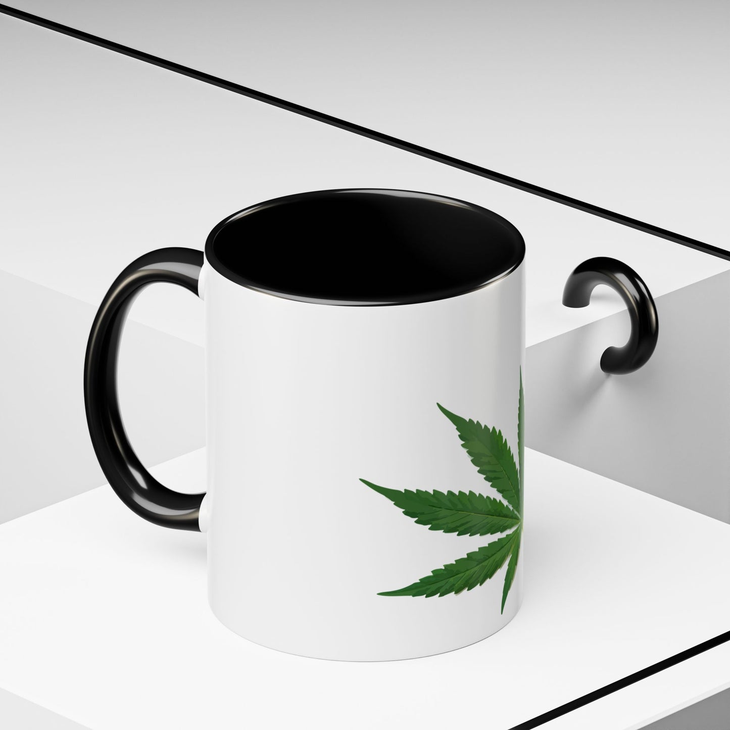 Marijuana Leaf Accent Coffee Mug | Cannabis Lover's Gift, Unique Coffee Cup, Pothead Mug, Stoner Gift Idea, Greenery Decor