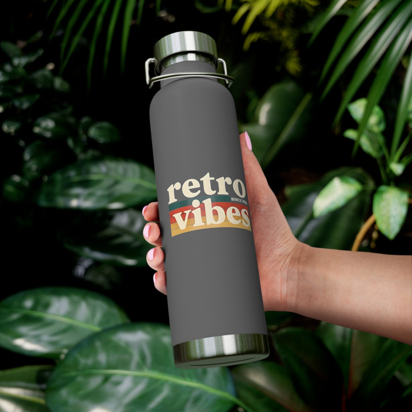 Retro Vibes Insulated Water Bottle, 22oz - Trendy Travel Flask, Stylish Hydration Gift for Fitness Lovers, Eco-Friendly Beverage Container