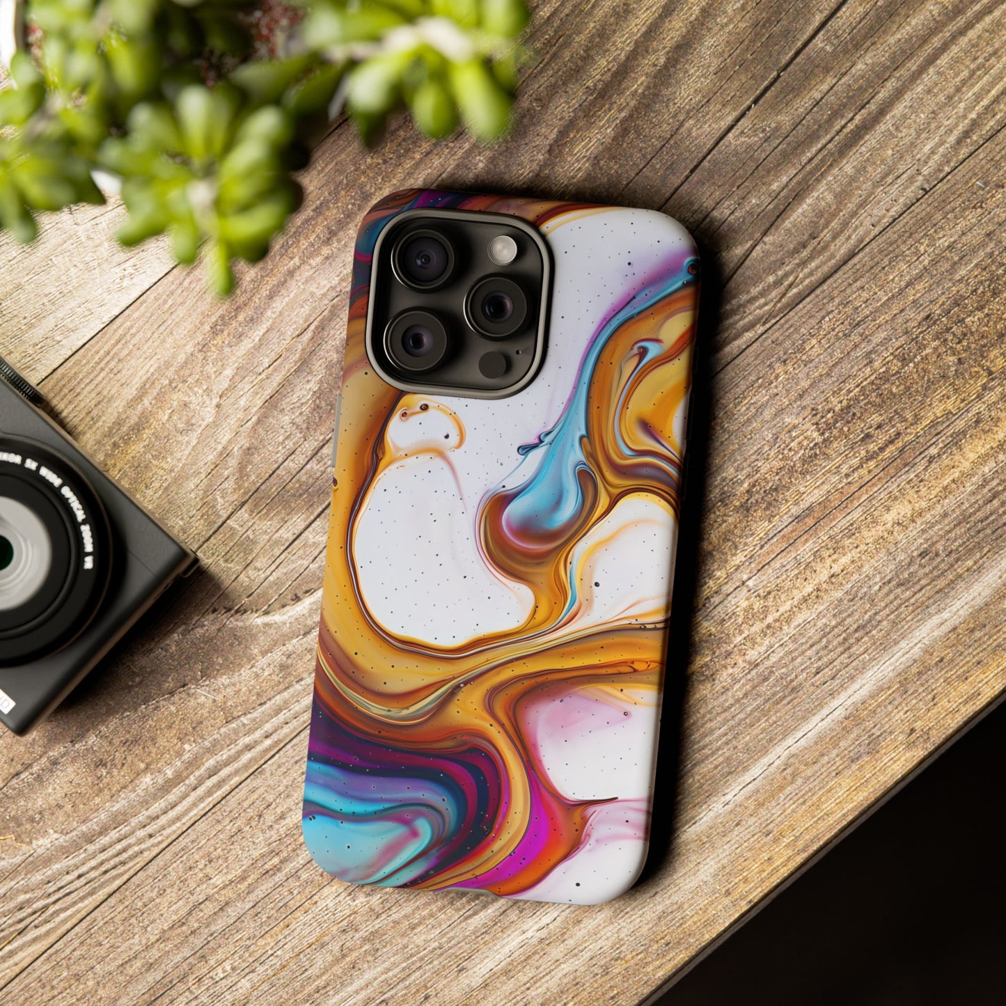Artistic Phone Case, Tough Cases with Colorful Marble Design