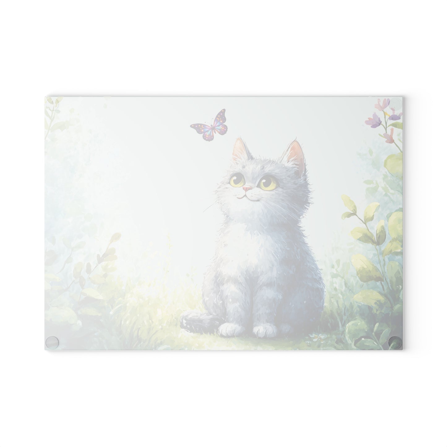 Cute Cat Glass Cutting Board