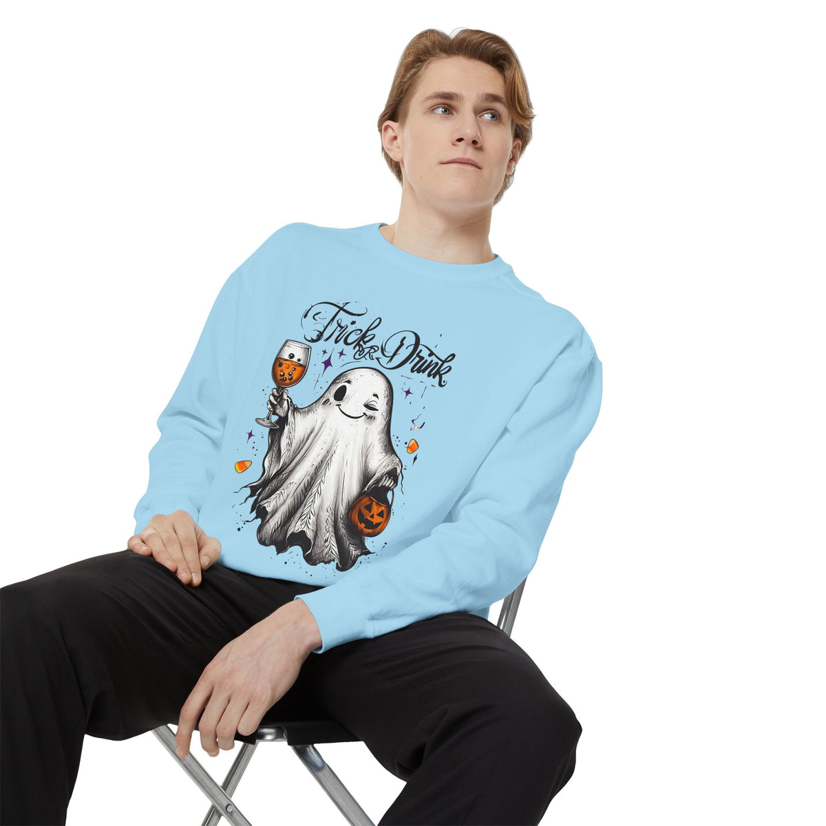 Spooky Ghost Sweatshirt | Trick or Treat Apparel, Halloween Gift, Cozy Unisex Top, Fall Fashion, Casual Wear