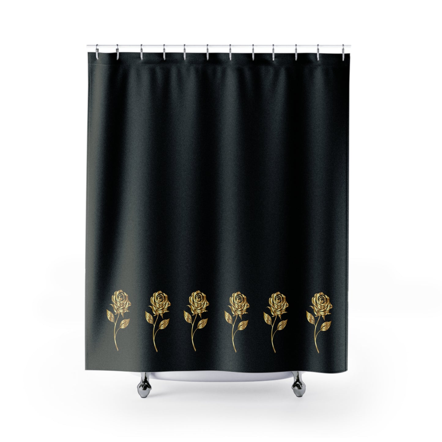 Elegant Black Rose Shower Curtain, Floral Bathroom Decor, Stylish Home Accessory, Gift for Homeowners, Modern Design