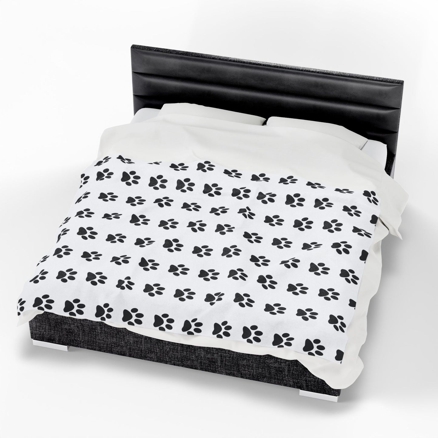 Paw Print Velveteen Plush Blanket, Cozy Pet Blanket, Dog Lover Gift, Soft Throw, Animal Print Home Decor
