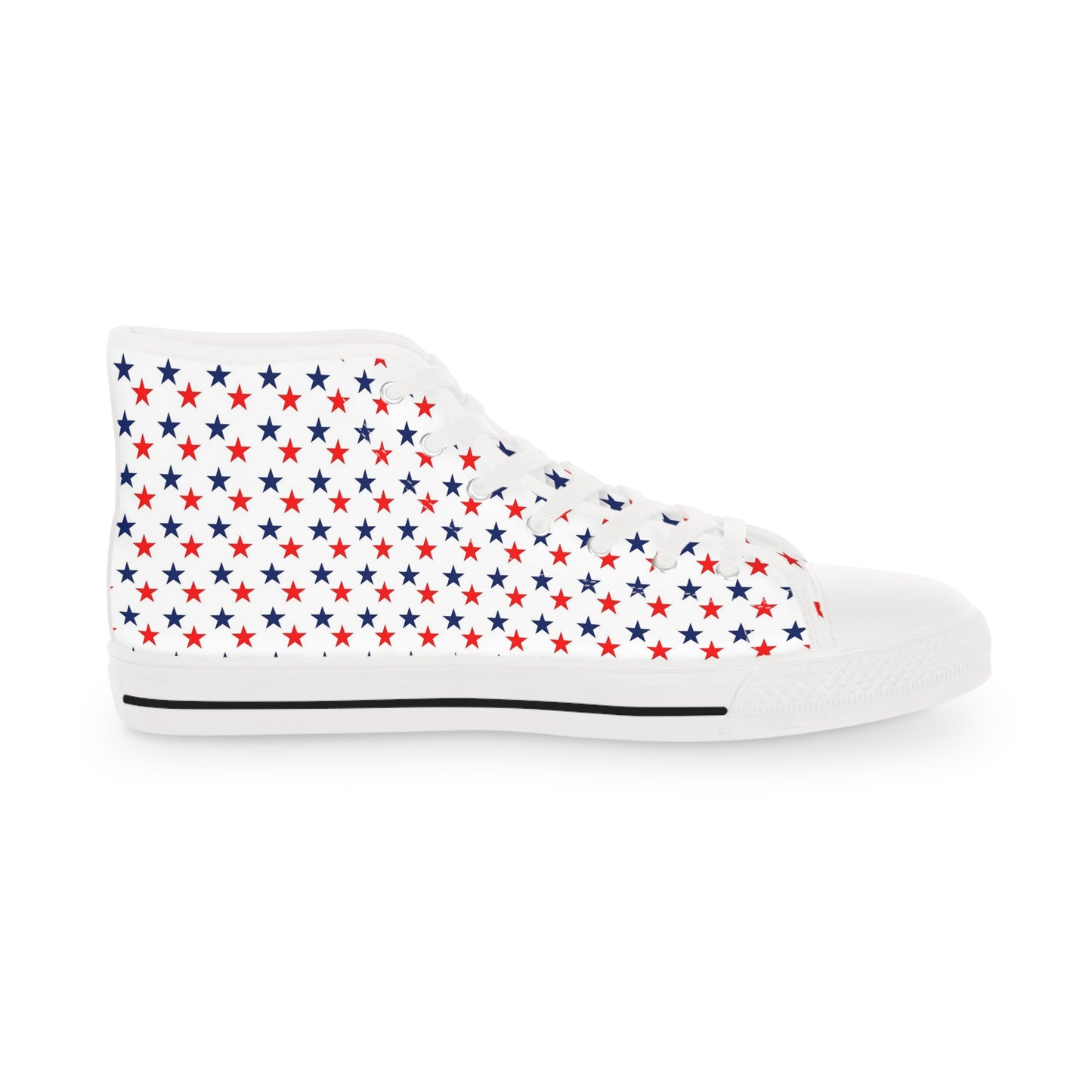 Patriotic Star-Printed High Top Sneakers for Men, Trendy Canvas Sneakers, Casual Footwear, Summer Style, 4th of July Shoes, Gift for Him