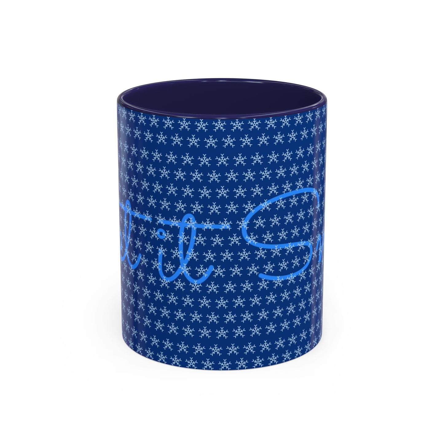 Snowy Night Accent Coffee Mug - Cozy Winter Drinkware, Seasonal Gifts, Holiday Décor, Comfortable Sipping, Blue Design