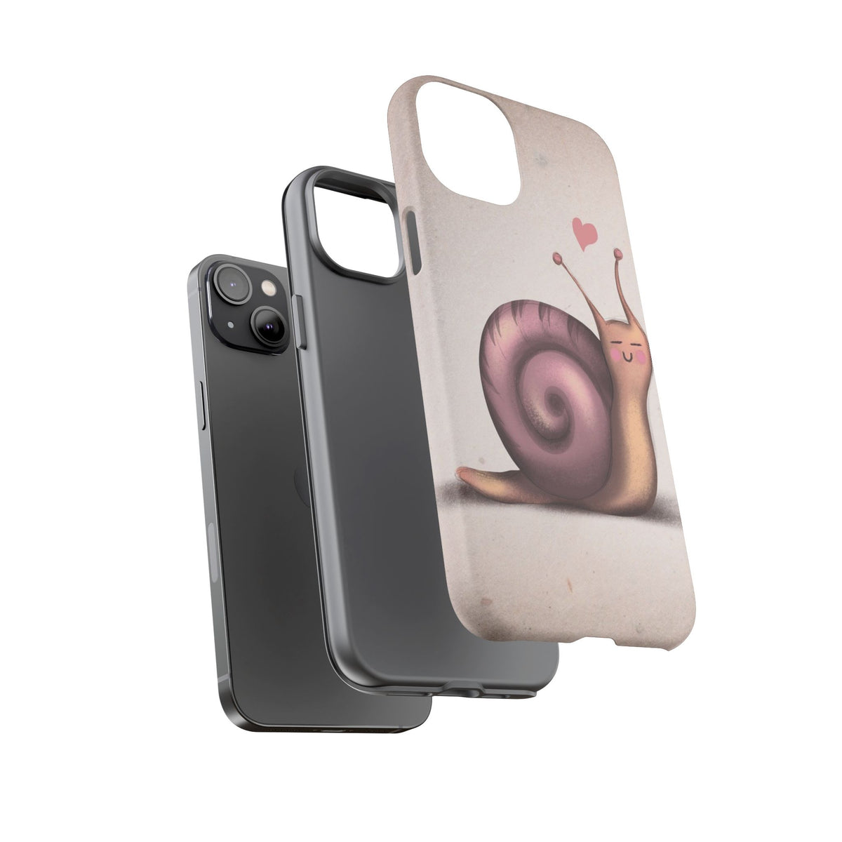 Cute Snail Phone Case — Pink Heart Cartoon Protective iPhone Cover