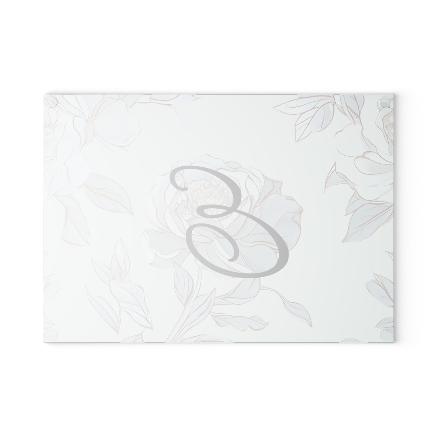 Personalized Floral Glass Cutting Board - Elegant Kitchen Decor, Unique Gift, Wedding Registry, Housewarming, Custom Monogram