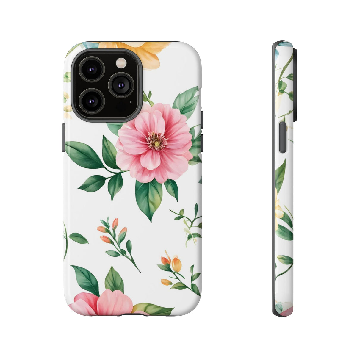 Floral Tough Phone Case — Pink Peony Protective Phone Cover