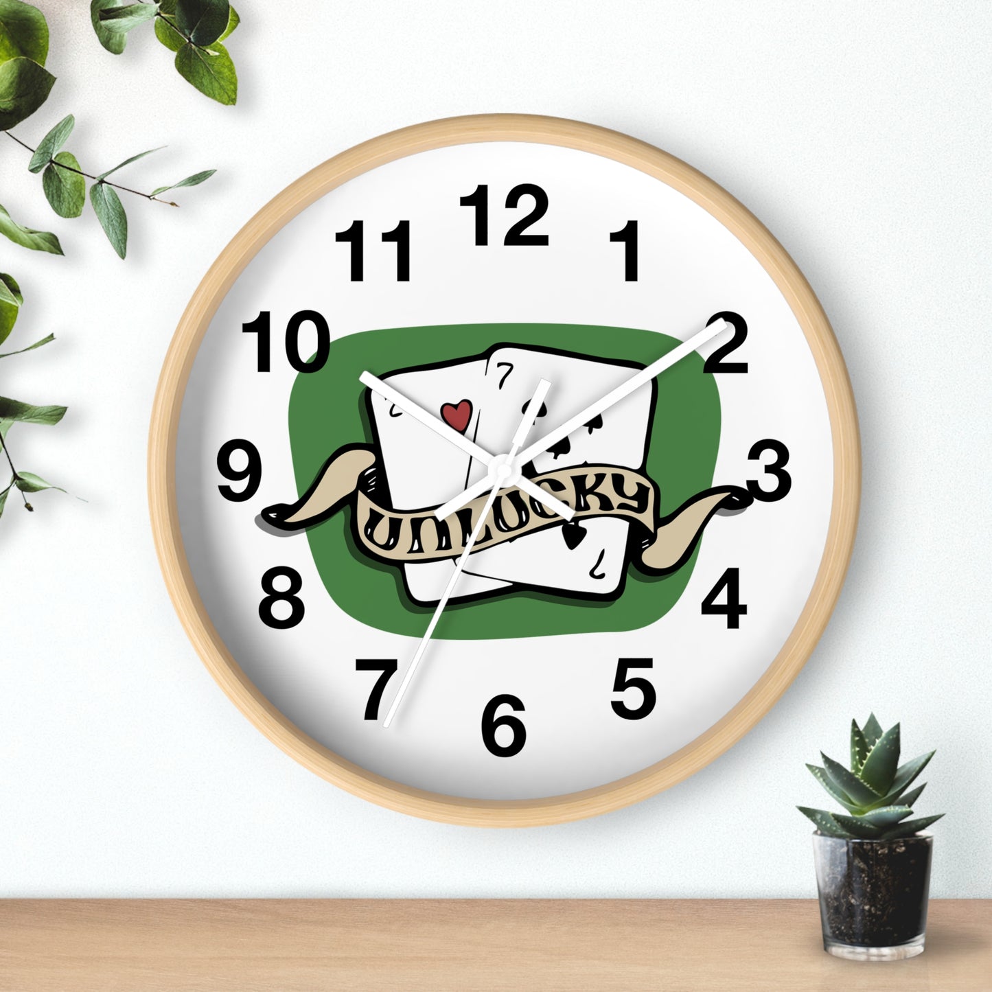Vintage Playing Cards Wall Clock | Unlucky Tattoo Style Poker Design