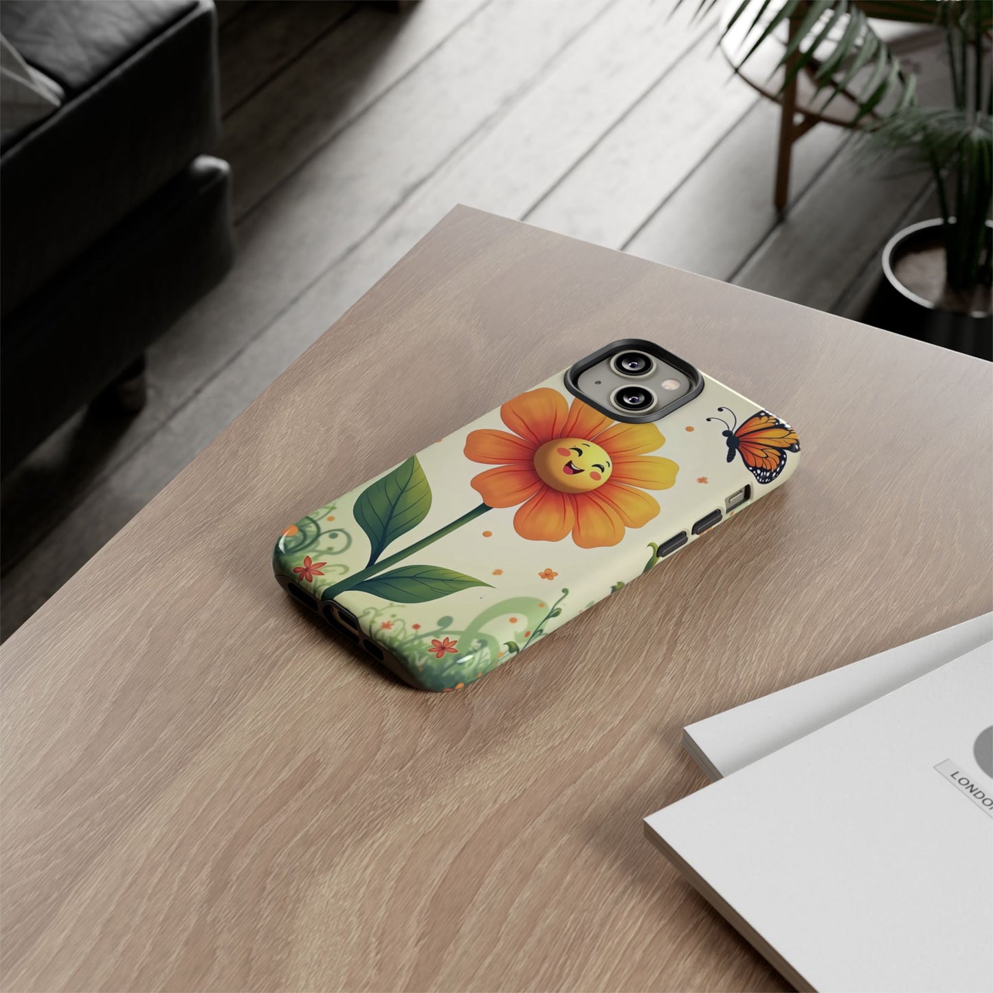 Floral Phone Case with Butterfly Design, Cute Flower Phone Cover for Nature Lovers, Eco-Friendly Gift, Spring Vibes, Birthday Present