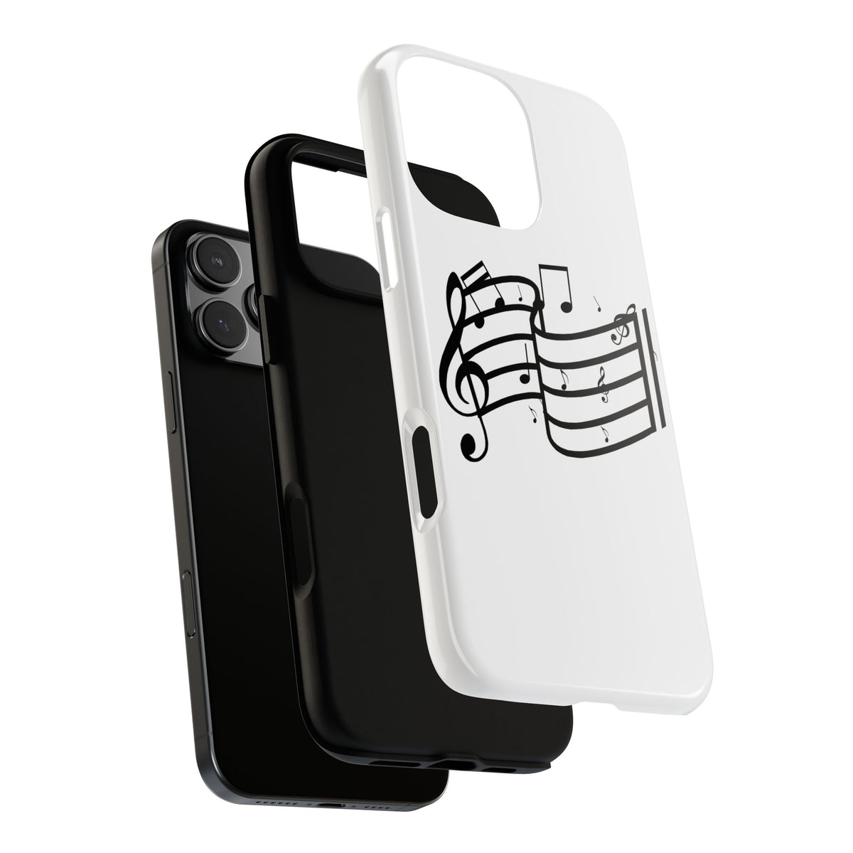 Musical Notes Phone Case — Black Treble Clef Music Staff Tough Case