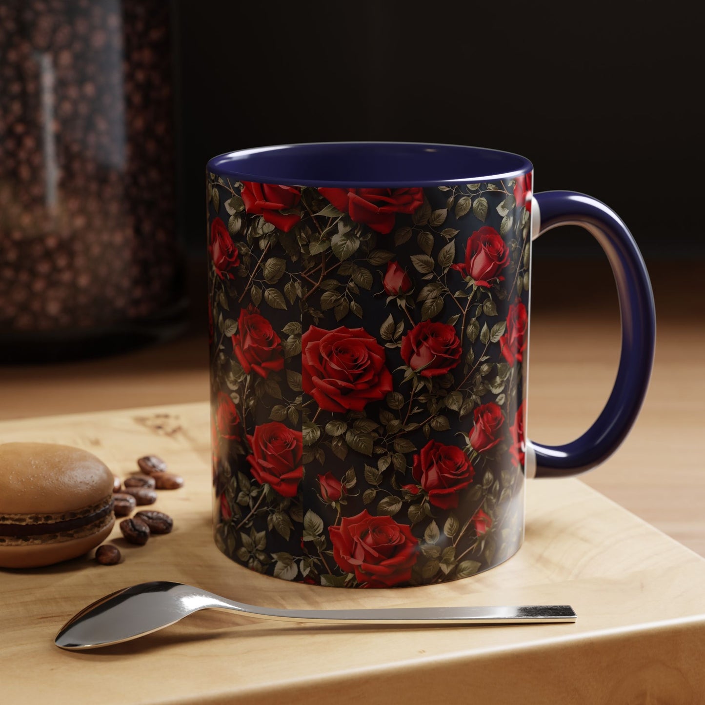 Elegant Floral Accent Coffee Mug - Black Rose Design, Gift for Her, Home Decor, Coffee Lovers, Mother's Day, Birthday