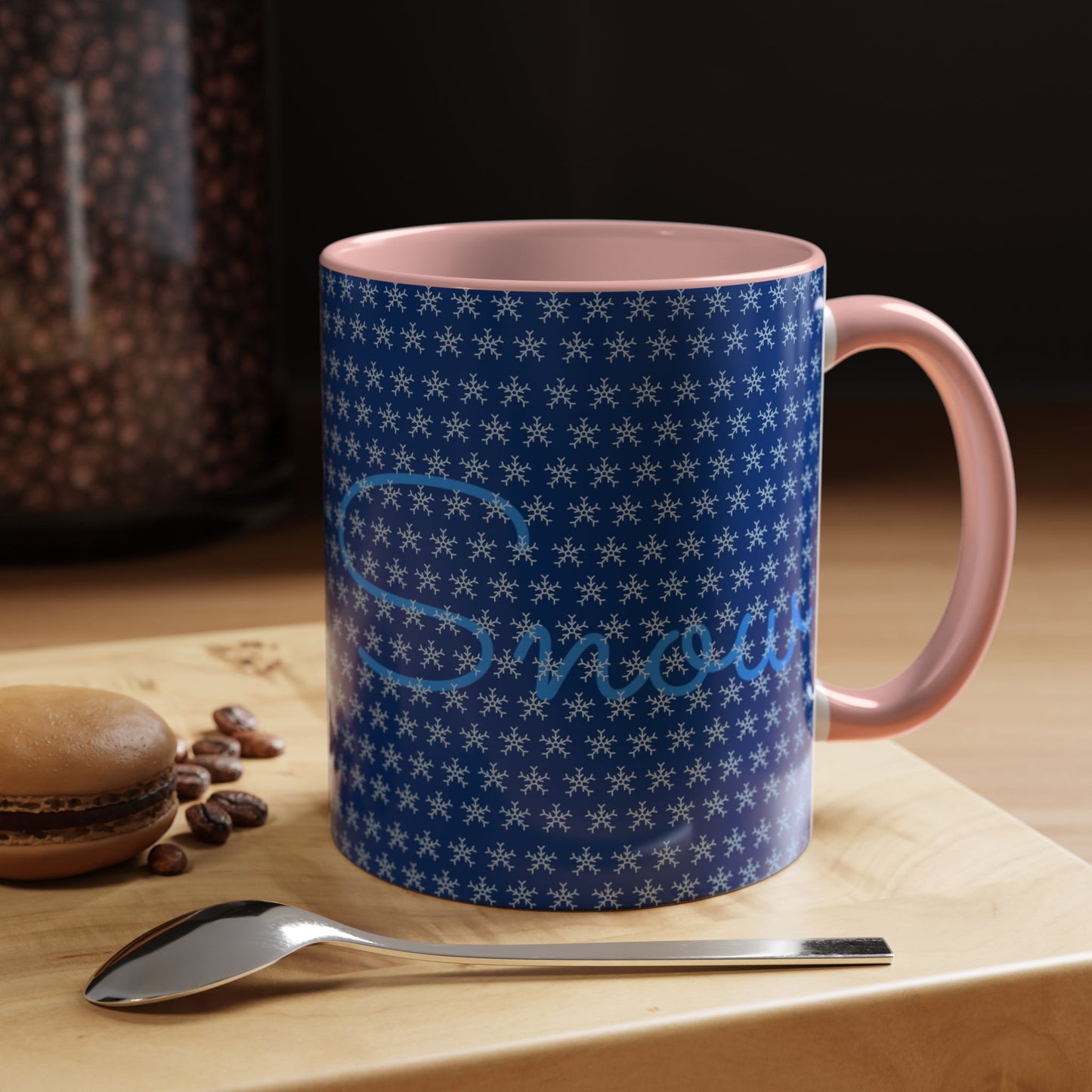 Snowy Night Accent Coffee Mug - Cozy Winter Drinkware, Seasonal Gifts, Holiday Décor, Comfortable Sipping, Blue Design
