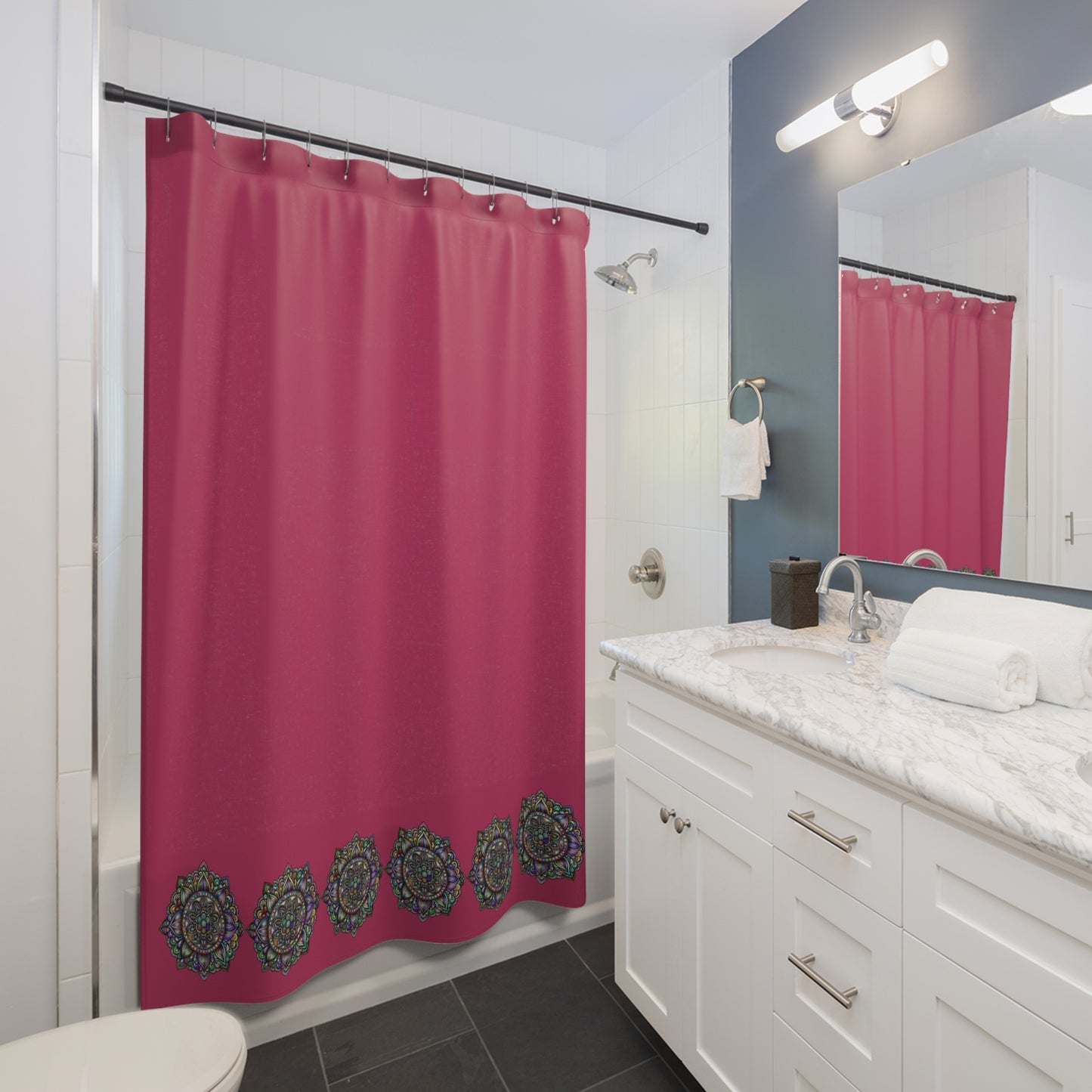 Vibrant Boho Shower Curtain, Decorative Bathroom Accent, Modern Home Decor, Gift for New Homeowners, Cozy Bathroom Essential
